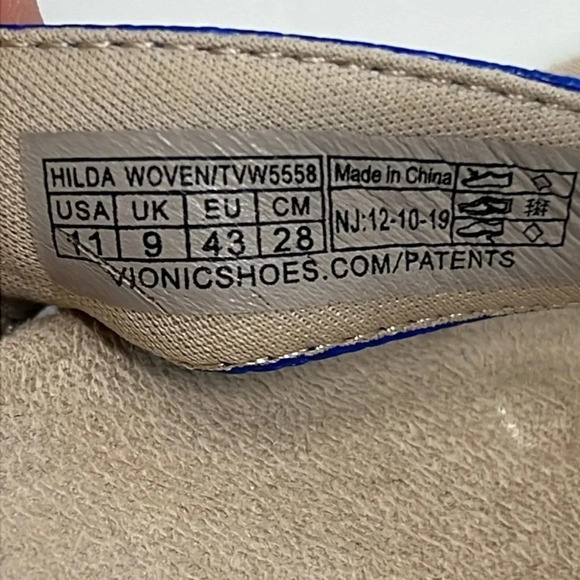 Vionic Hilda Woven Orthotic Arch Support Comfy Low Wedge Thong Sandals Blue 11 - Picture 11 of 15